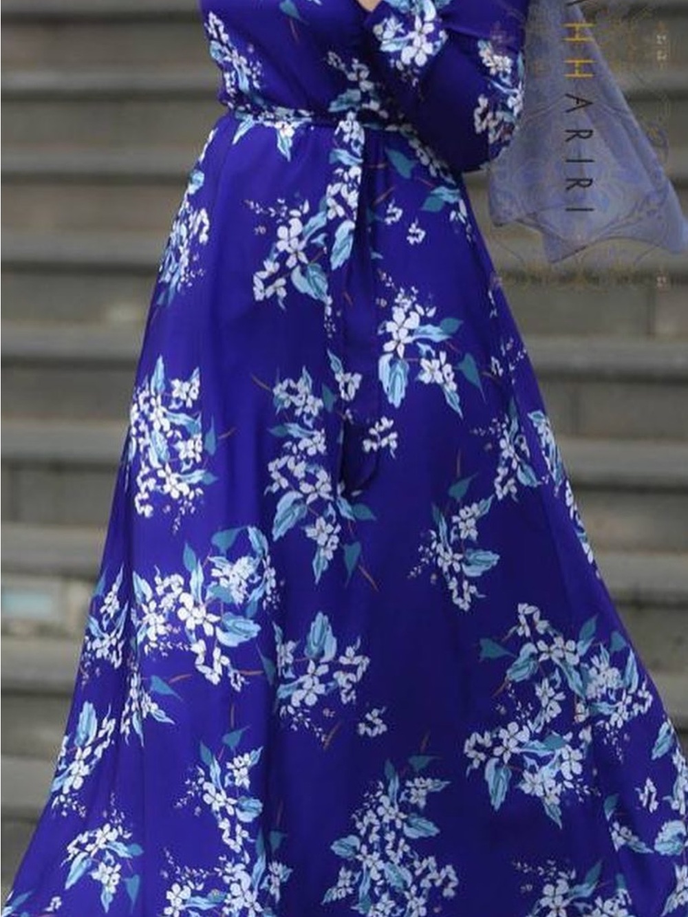 Floral Maxi Skirt in Royal Blue